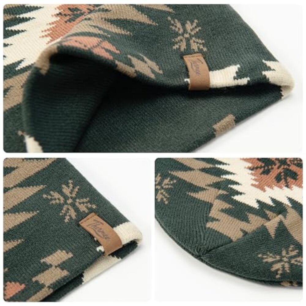 Winter Knit Beanie Geometric Pattern Stretch Skul… - image 4